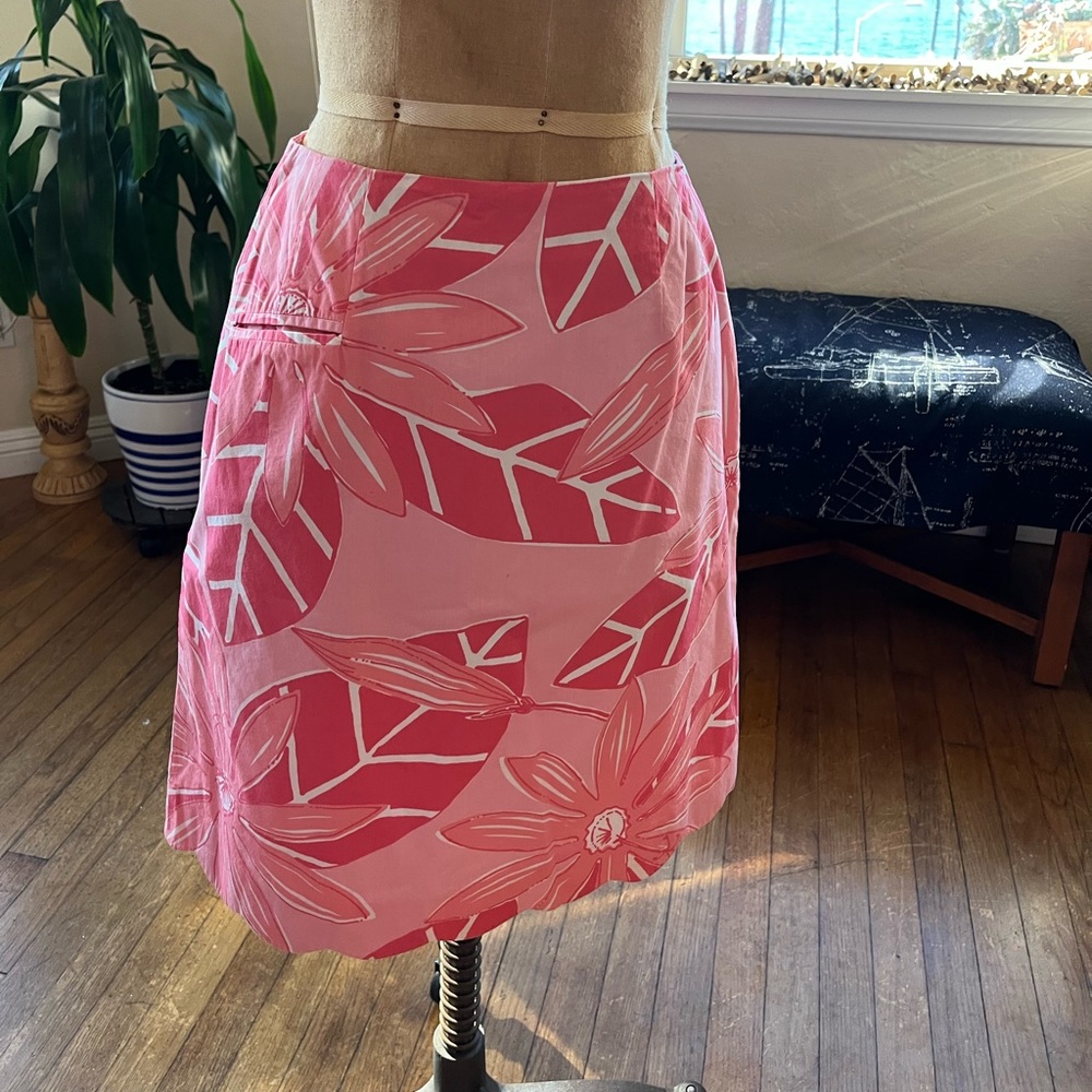 VINTAGE Skirt Palm Leaves LILLY PULITZER Cotton Preppy Sz 6